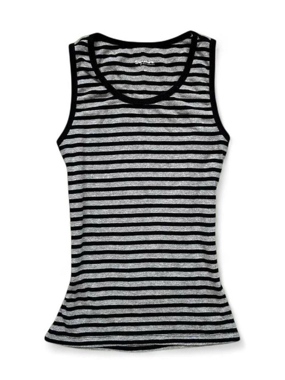 Y2K 2000s Black & Gray Striped Tank Top, Indie Grunge Style